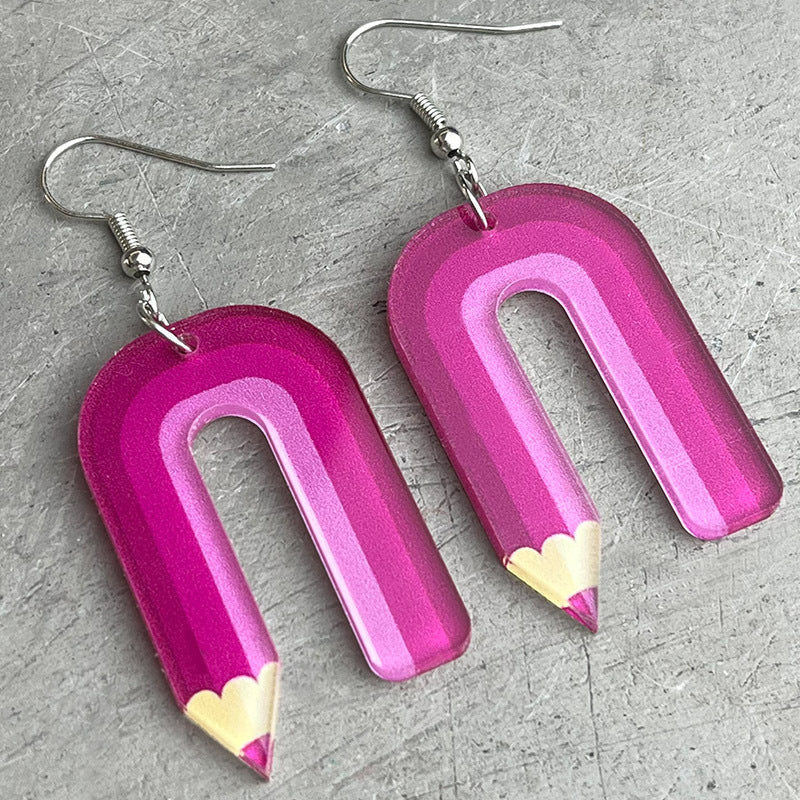 Wholesale 2pcs Teachers Colored Pencil Art Acrylic Earrings